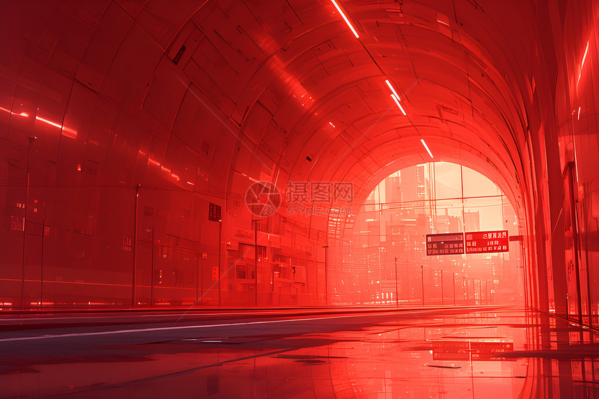 红色隧道图片