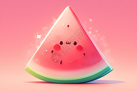 新鲜小西瓜粉色背景的西瓜片插画