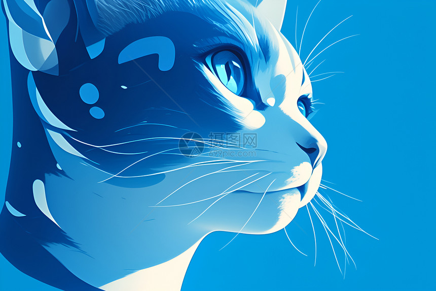 蓝猫轮廓图片