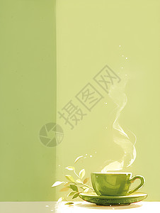 崂山绿茶清新的绿茶插画