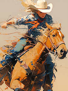 骑马的牛仔女孩高清图片