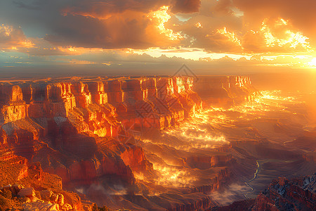 神奇绝美的峡谷日落高清图片