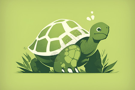 绿色背景的简约海龟徽标高清图片