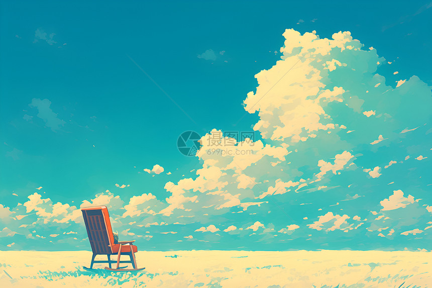 阳光沙滩上的椅子图片