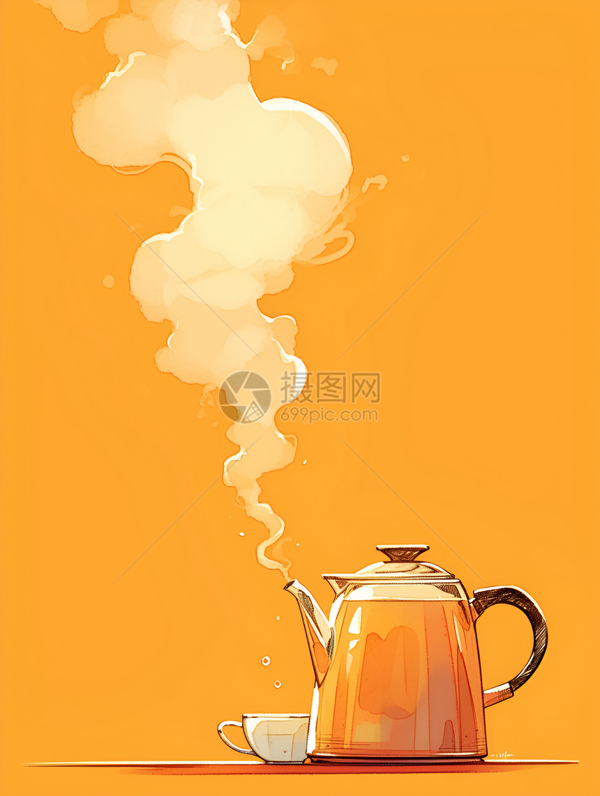 沸腾的茶壶图片