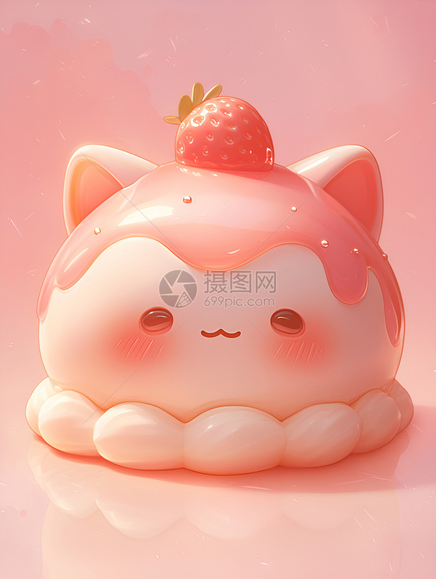 可爱卡通草莓猫蛋糕图片