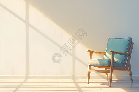 家居木椅阳光洒满的木椅插画