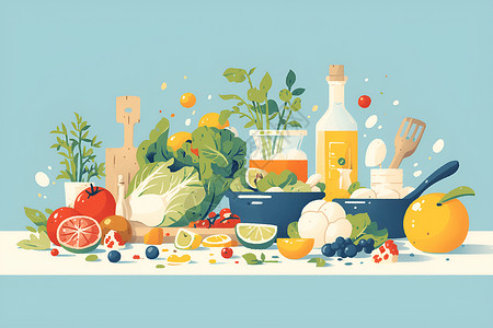 蔬果背景设计的蔬果插画插画