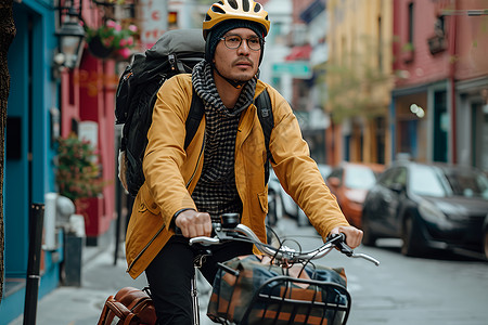 骑自行车的男子高清图片