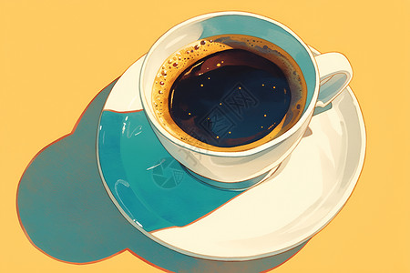 北欧风马克杯咖啡杯中的热饮插画