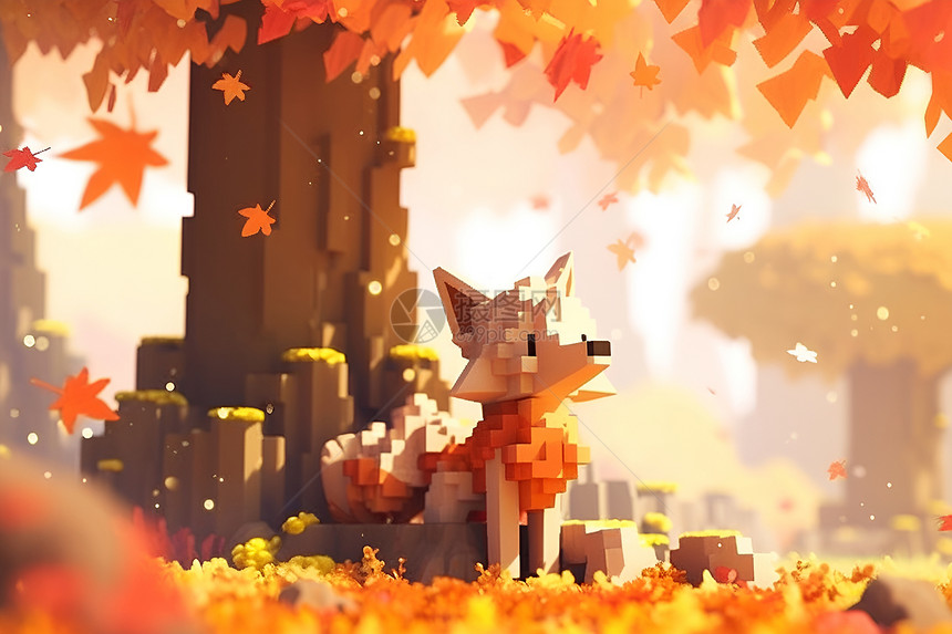 秋日草地上的狐狸图片