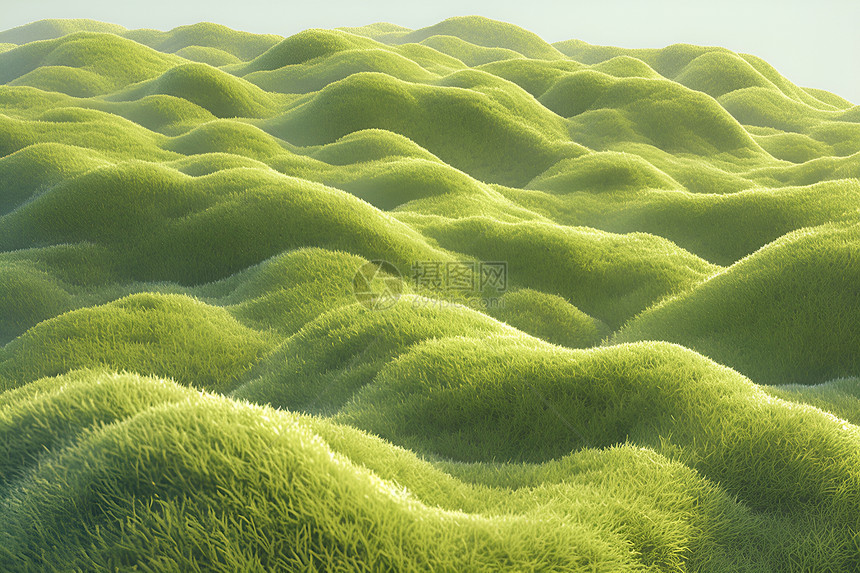小草覆盖蜿蜒的地面图片