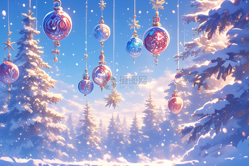 冰蓝幻境圣诞图片