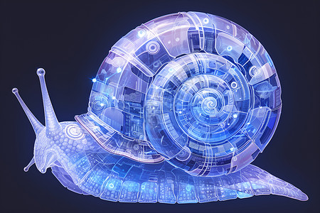 蓝色机械蜗牛背景图片