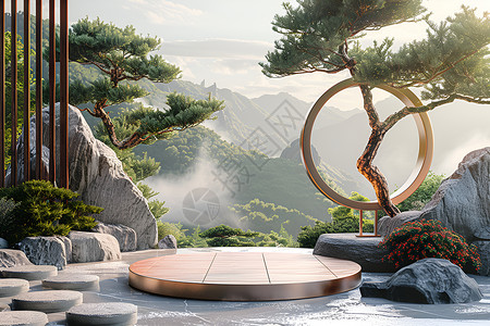 中式别墅园林中式山水画境设计图片