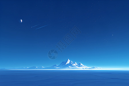 夜天空夜空下的雪山插画