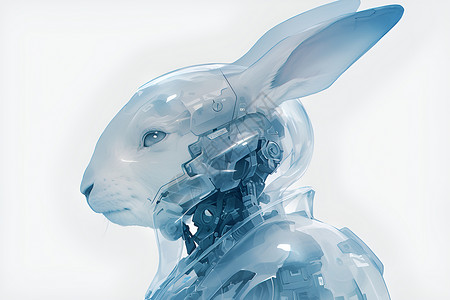 双流兔头兔子机器人插画
