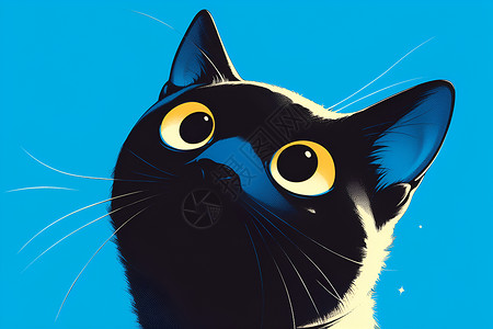 黑猫的头像蓝色猫咪高清图片