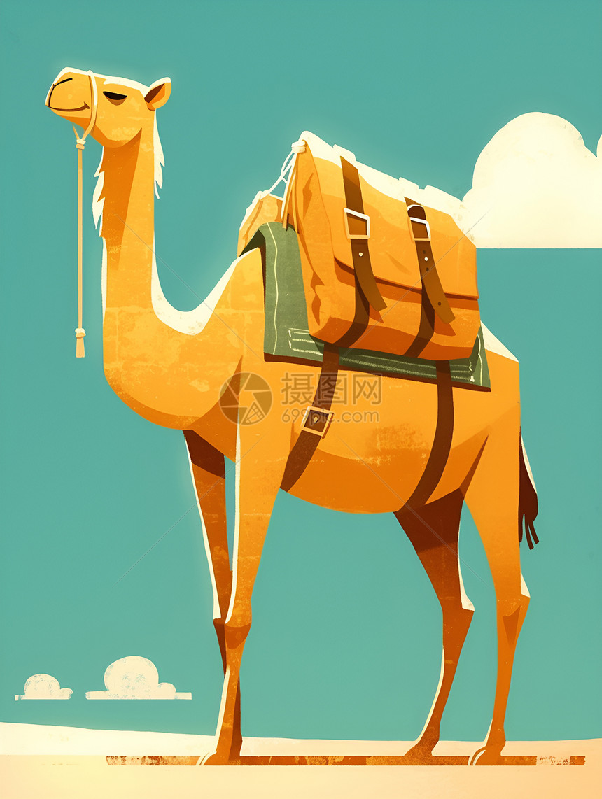 沙漠中行走的骆驼图片