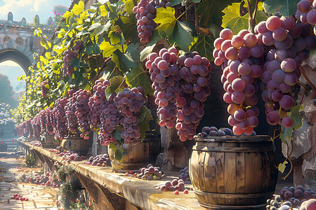 丰收的葡萄摘取果实高清图片
