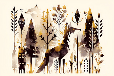 森林中的狐狸背景图片
