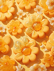 鲜花甜品花型的饼干插画