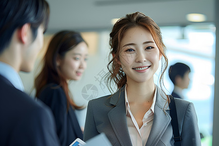 女人西装微笑的女职员背景