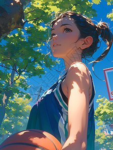 绘画的篮球少女背景图片