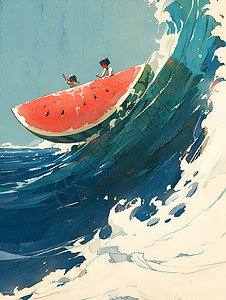 西瓜与巨浪背景图片