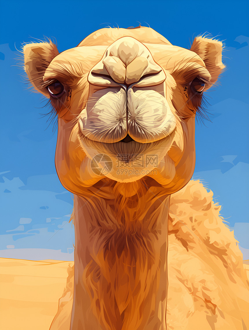 荒漠中微笑的骆驼图片