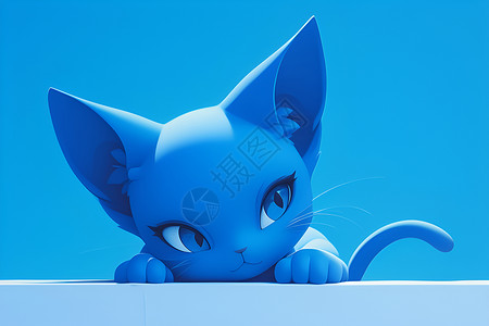 蓝色小猫猫咪耳朵高清图片