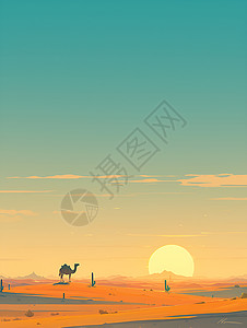宁静沙漠里的骆驼高清图片