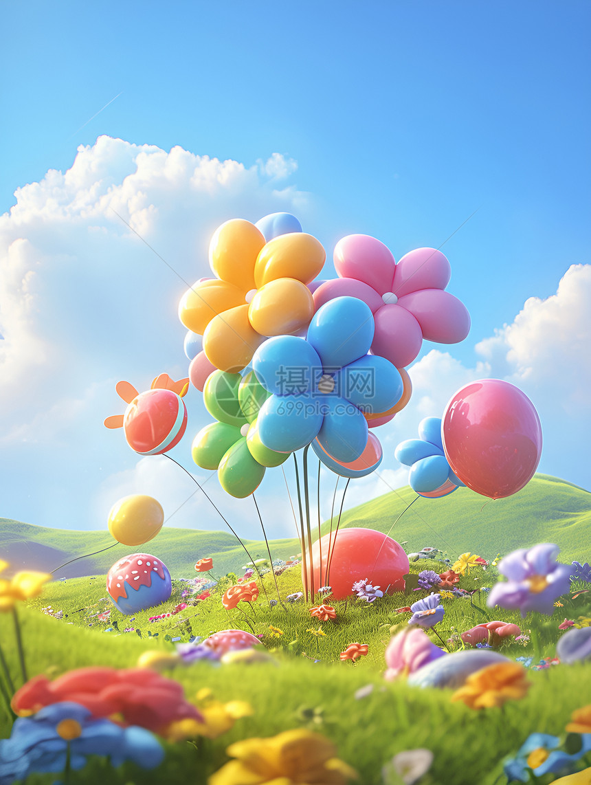 充满童趣的花形气球图片