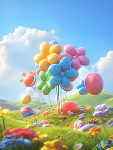 充满童趣的花形气球背景图片