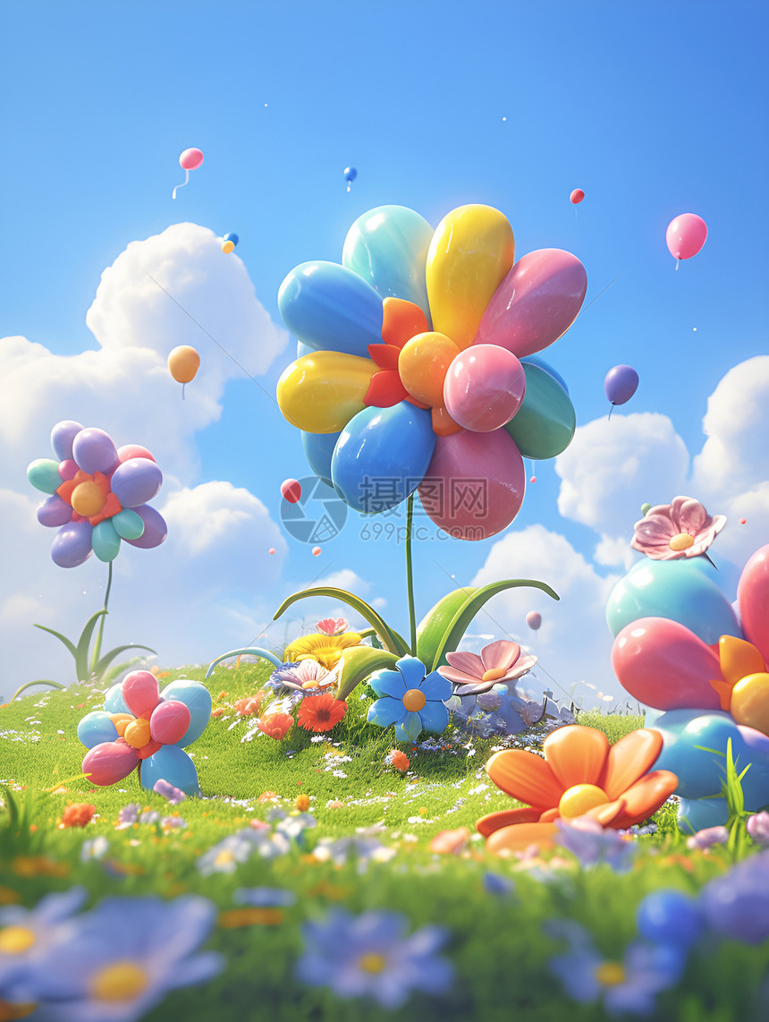 花与气球童趣之旅图片