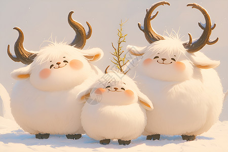 雪地中的羊儿背景图片