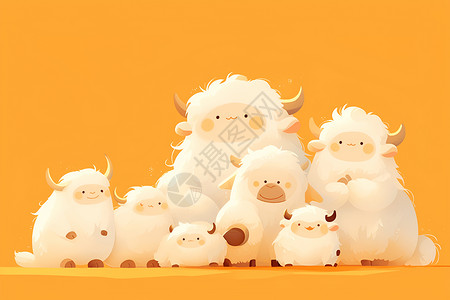 卡通的可爱羊群背景图片