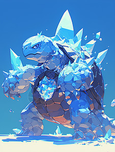 动漫龟素材冰雪龟的水之徽章插画