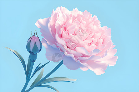 粉色陶瓷立体康乃馨图标背景图片