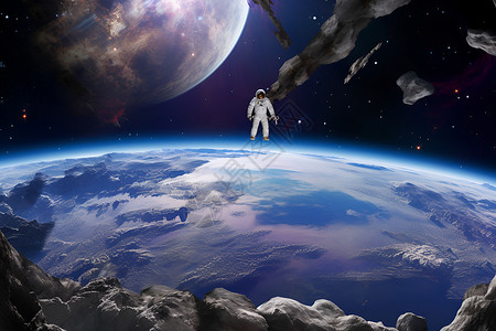月球上宇航员宇航员漂浮月球上设计图片