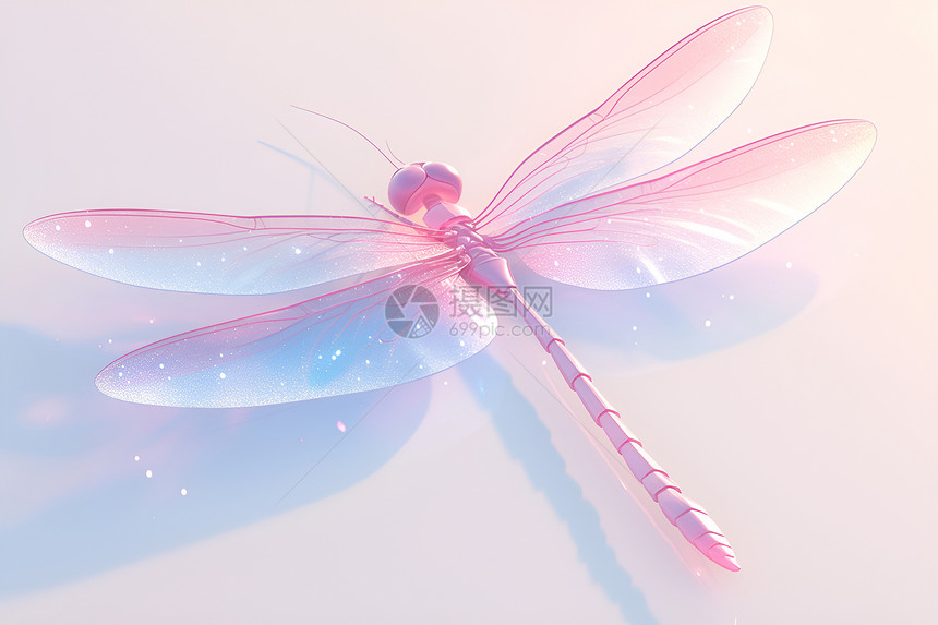 粉色蜻蜓图标插画图片