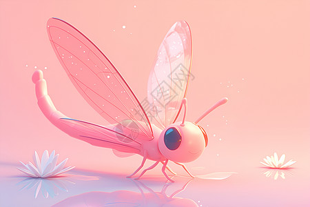 逮蜻蜓粉色的蜻蜓图标插画