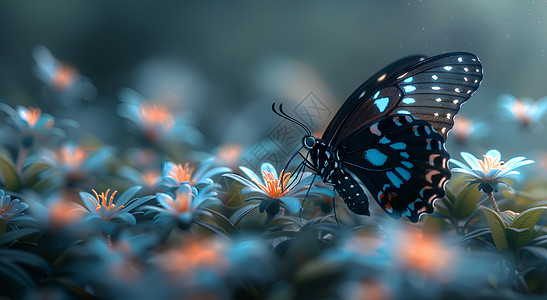 大自然的鲜花和蝴蝶背景图片