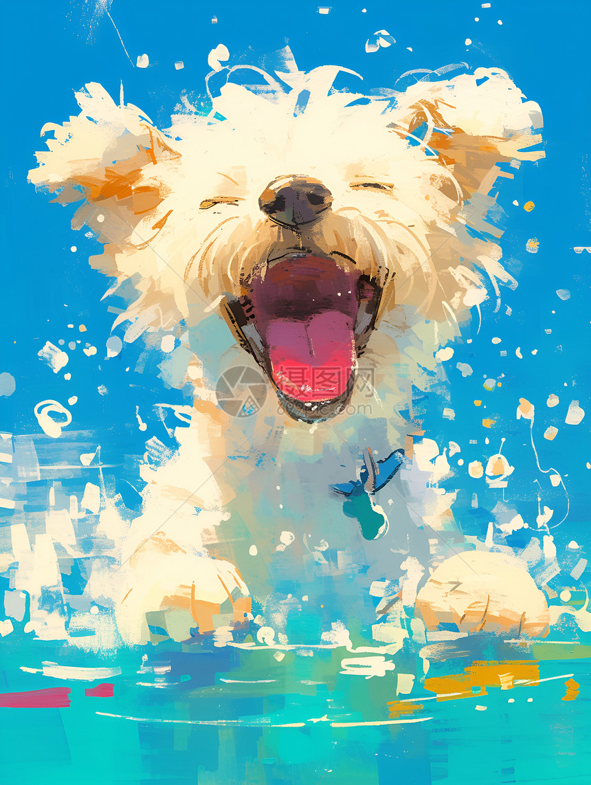 欢乐的狗狗游泳图片