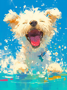 欢乐的狗狗游泳高清图片