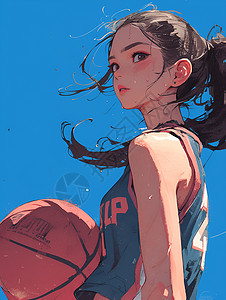 篮球少女的卡通插画背景图片