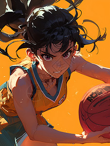 女孩与篮球背景图片