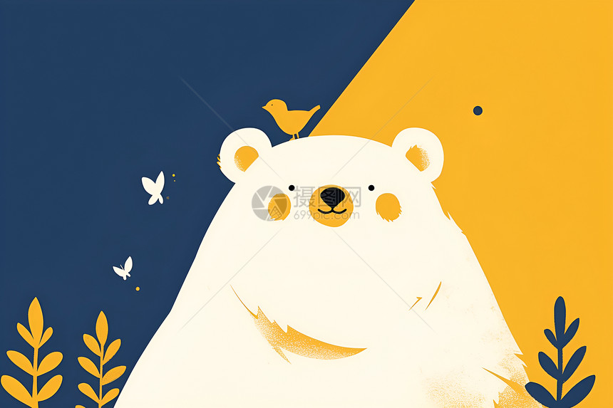 北极熊的简约插画图片