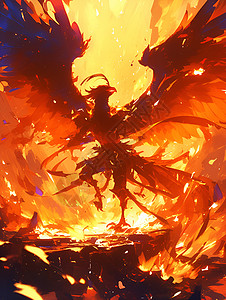 火焰中的朱雀背景图片