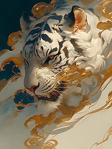 神圣的白虎插画背景图片